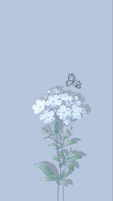 Blue Flowers Background, Phone Wallpaper Pastel, Simplistic Wallpaper, Cute Home Screen Wallpaper, Blue Butterfly Wallpaper, Blue Flower Wallpaper, Cute Blue Wallpaper, Butterfly Background, Aesthetic Wallpaper Iphone