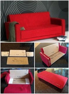 DIY Barbie furniture and DIY Barbie house ideas how to make dollhouse sofa Barbie House Ideas, Barbie House Furniture, Diy Barbie House, Doll Furniture Diy, Diy Barbie Furniture, Doll House Plans, Doll House Crafts, Barbie Doll House, Diy Sofa