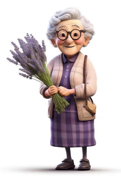 Lavender Cartoon, Old Woman Cartoon, Old Woman Illustration, Old Lady Illustration, Old Lady Cartoon, Lady Cartoon, Advanced Photography, Cartoon Flower, Cartoon Flowers