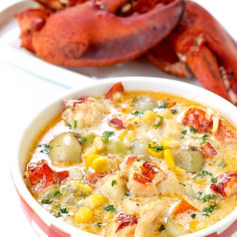 Lobster Corn Chowder Recipe | Yummly Beefy Tomato Soup Recipe, Lobster Corn Chowder Recipe, Lobster Corn Chowder, Lobster Chowder, Soups And Chowders, Fresh Lobster, Corn Chowder Recipe, Seafood Chowder, Lobster Meat