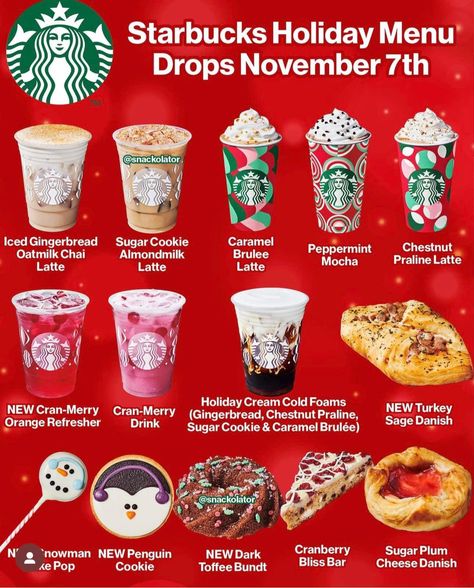 Starbucks Christmas Menu, Diy Coffee Drinks, Starbucks Drink Menu, Hot Winter Drinks, Starbucks Holiday Drinks, Frappuccino Inspired Recipes, Secret Starbucks Recipes, Iced Coffee Recipes, Secret Starbucks Drinks