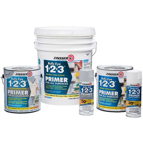 Rust-Oleum 2004 Zinsser Bulls Eye 1-2-3 White Water-Based Interior/Exterior Primer Sealer, 1-Quart Zinsser 123 Primer, Water Based Primer, Gray House, Paint Fireplace, Rust Oleum, Grey Houses, White House, Mold And Mildew, Decor Project