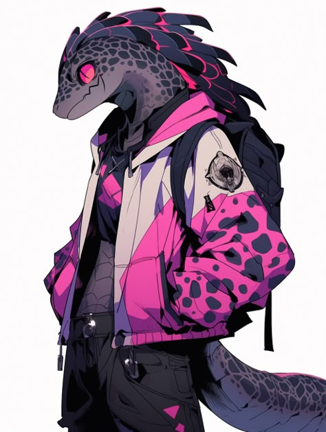 Monster Character Design Cute, Lizard Fursona, Lizard Character Design, Fursona Inspiration, Neon Character, Fursona Art, Lizard Man, Steampunk Character, Curious Creatures