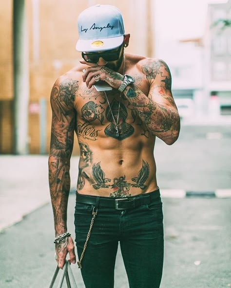 @chris_perceval for @concretehumanity (Link in bio) - Photo by: @chrissoll // Concretehumanity.com Mens Stomach Tattoo, Side Stomach Tattoos, Man With Tattoos, Lower Stomach Tattoos, Ab Tattoo, Tatted Men, Guys With Tattoos, Stomach Tattoo, Waist Tattoos