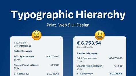 Typographic Hierarchy in Print, Web & App Design - Pimp my Type Text Hierarchy, Hierarchy Design, Pull Quotes, Visual Hierarchy, Material Ideas, Web Ui Design, Graphic Design Lessons, Bad Design, Article Design