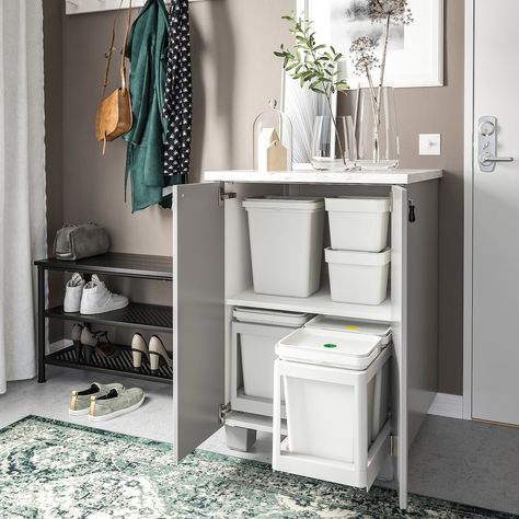 65 Space-Saving Products From Ikea That Will Whip Your Tiny Kitchen Into Shape Closet Command Center, Quirky Kitchens, Small Rental Apartment, Desk Closet, Hallway Wardrobe, Board Decoration Ideas, Recycling Station, Garbage Recycling, Moving Storage