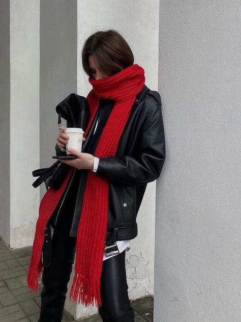 Red Knit Scarf Outfit, Red Knitted Scarf, Red Muffler Outfit, Muffler Outfit, Red Muffler, Knitted Muffler, Chunky Scarf Outfit, Knit Scarf Outfit, Red Scarf Outfit