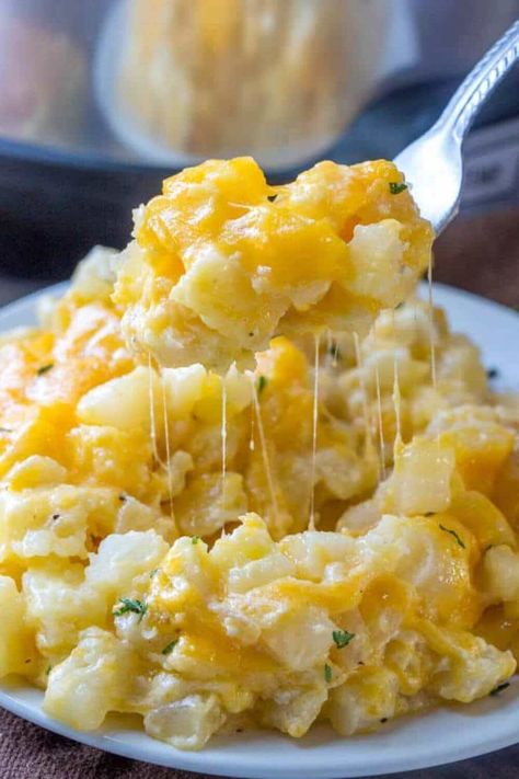 Crockpot Cheesy Potatoes, Potatoes Crockpot, Crockpot Potatoes, Potato Recipes Crockpot, Cheesy Potatoes Recipe, Crock Pot Potatoes, Cheesy Potato Casserole, Potatoe Casserole Recipes, Potato Side Dishes