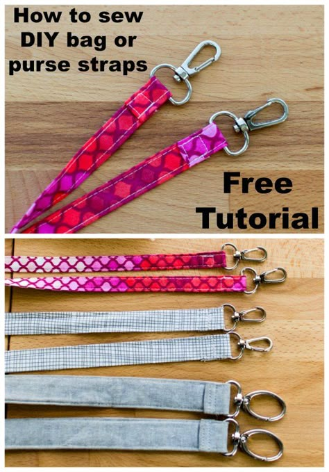 Tutorial. Beginner sewing tutorial for how to make fabric straps and handles for sewing bags. This free step by step photo tutorial shows how to create a removable strap for adding to bags and purses. Learn to sew tutorial. Free sewing lessons. Sewing for beginners. Learn to sew bags. #FreeSewingTutorial #FreeSewingPattern #SewingForFree #sewAPurseStrap #SewABagStrap How To Attach Straps To A Bag, Diy Purse Strap, Diy Bag Strap, Handbag Sewing Patterns, Purse Hanger, Sew Bags, Bags To Sew, Modern Bag, Free Sewing Pattern