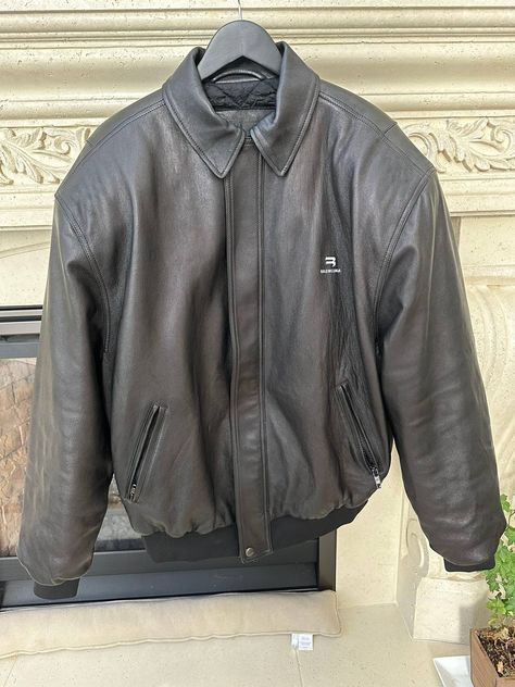 Balenciaga Balenciaga Sporty B Taxi Leather Bomber Jacket | Grailed Balenciaga Leather Jacket, Hoodie Outfit Men, Leather Hoodie, Balenciaga Leather, Concept Clothing, Balenciaga Mens, Men's Outerwear, Hoodie Outfit, Mens Outerwear