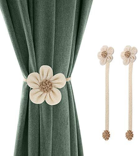 Loiahoer 2 Pcs Curtain Tiebacks,Leaf Curtain Tie Backs Hooks Clip Rope Holder Buckle Handmade Weaving Bohemian Tassel Holdbacks,Curtains Decoration for Home/Living Room/Bedroom/Office/Bathroom,Beige : Amazon.co.uk: Home & Kitchen Jute Embroidery, Binding Methods, Knitted Cord, Rope Tie Backs, Farmhouse Style Curtains, Curtain Rope, Jute Flowers, Handmade Curtains, Magnetic Curtain