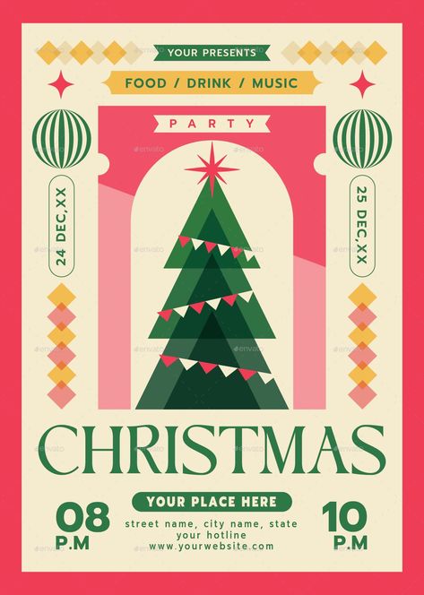 Christmas Party Flyer Gingerbread House Graphic Design, Christmas Bazaar Poster, Christmas Event Poster Graphic Design, Christmas Poster Graphic Design, Logo Christmas Design, Christmas Flyers Ideas, Christmas Campaign Ideas, Christmas Festival Poster, Christmas Event Design