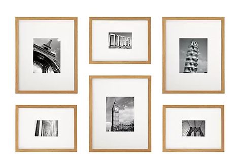 Profile Mixed Grid Picture Frame Set of 6 - Modern Home Decor - Room & Board Horizontal And Vertical Picture Wall, Vertical Gallery Wall, Hanging Family Photos, Wall Frame Design, Gallery Wall Template, Hallway Pictures, Wall Layout, Gallery Wall Layout, Entryway Inspiration