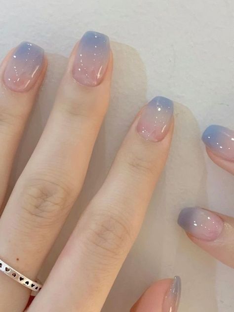 Blue Ombre Nails, Kutek Disney, Korean Nail Art, Ombre Nail, Korean Nails, Blush Nails, Soft Nails, Spring Nail Art, Nail Technician