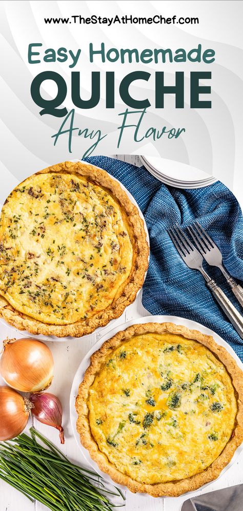 Home Made Quiche, Magnolia Quiche, Onion Quiche Recipes, Easy Breakfast Quiche, Easy Quiche Recipes, Basic Quiche, Simple Quiche, Egg Quiche Recipes, Basic Quiche Recipe