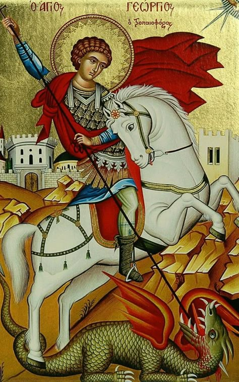 Saint George And The Dragon, Christian Illustration, Eastern Orthodox Church, Pictures Of Christ, Orthodox Christian Icons, Christian Icons, Christian Symbols, Byzantine Art, Byzantine Icons