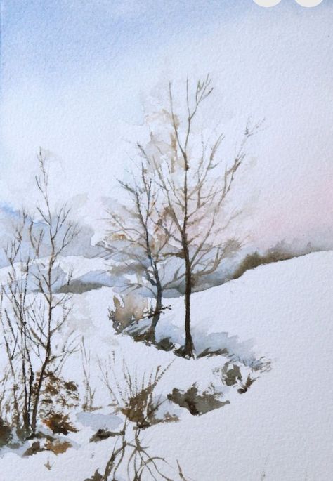 Snow Landscape Painting, Landscape Drawing Tutorial, Snow Painting, Snow Landscape, Watercolor Winter, Winter Landscapes, Painting Snow, Winter Watercolor, Watercolor Landscapes