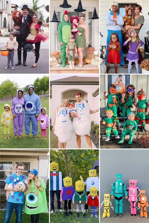 Looking for some adorable family Halloween costume ideas?! It's always so much fun to dress everyone up in the same theme. I've found some great DIY and paid costumes to give you some inspiration. From small families to large families. Check out everyday item costumes, TV and famous characters, traditional costumes, baby and even dog costumes over on A Visual Merriment | Family Costumes For 4 | Matching Family Halloween Costumes | Disney Family Costumes | Family Themed Halloween Costumes 6 Person Family Halloween Costumes, Cutest Family Halloween Costumes, Fun Family Costumes Ideas, Family 5 Costume Ideas, Family Costumes For 5 People, Whole Family Halloween Costumes, Original Family Costumes, 4 Sibling Halloween Costumes, Cool Family Costumes