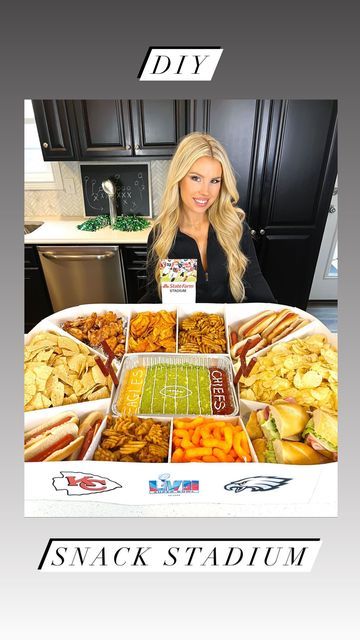 Superbowl Party Stadium How To Build, Super Bowl Snack Stadium How To Build, Super Bowl Stadium Food, Diy Football Snack Stadium, Super Bowl Party Food Stadium, Super Bowl Snack Stadium Diy, Football Stadium Food Display Super Bowl Party, Stadium Charcuterie Board, Snack Football Stadium