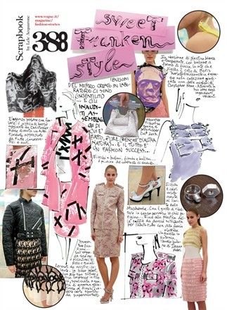 Sweet Franken-style - Vogue.it Fashion Learning Diary Ideas, Fashion Club Activities, Y2k Sketchbook, Concept Board Fashion, Fashion Activities, Fashion Sketchbook Inspiration, Fashion Portfolio Layout, Textiles Sketchbook, Girl Motivation