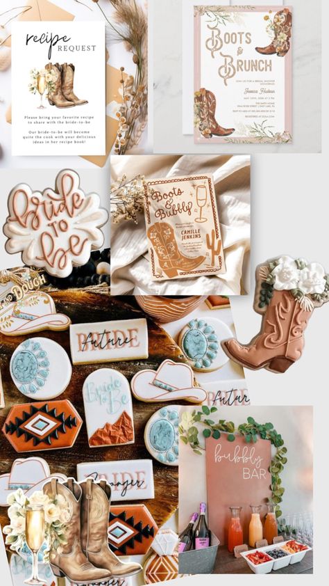 Boots & Brunch or Boots & Bubbly Boots And Brunch, Boots And Bubbly Bridal Shower, Boots And Bubbly, Western Bridal Showers, Country Bridal Shower, Bridal Couple, 30th Birthday Ideas, Bubbly Bar, Last Rodeo