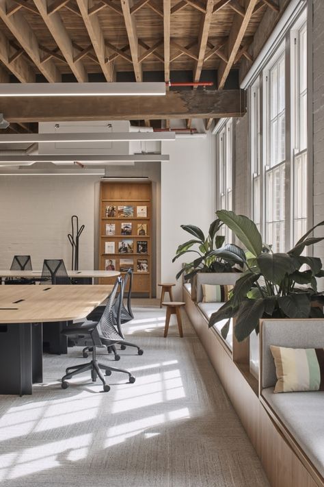 Home Workspace Design, Scandinavian Office Design, Bedroom Office Design, Open Office Design, Scandinavian Office, Natural Office, Open Space Office, Commercial Office Design, Australian Interior