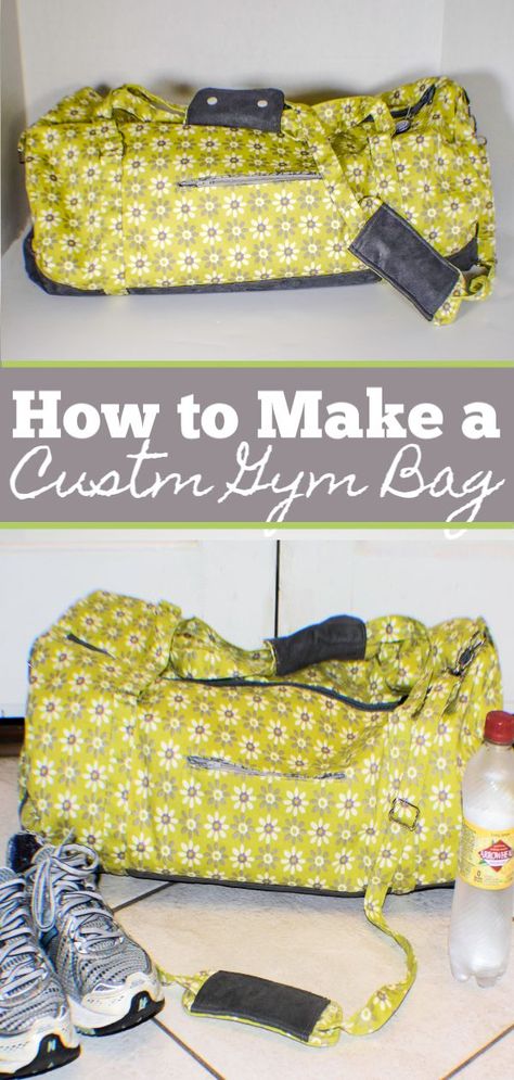 Learn to make your own custom gym bag following this step-by-step tutorial.  This bag is the perfect gym bag to begin that work out routine that have resolved to do in the New Year.  Nothing makes it easier than a bag that is perfectly you.  Choose your own fabrics for this terrific bag and make working out that much better.  This bag has a zipper pocket and 2 slip pockets to store your stuff.  There is also a shoulder strap and two hand straps to carry this bag any way you like. #sewingtutorial Gym Bag Diy, Diy Duffle Bag, Duffel Bag Pattern, Diy Handmade Bags, Duffle Bag Patterns, Diy Gym, Print On Fabric, Bag Pattern Free, Sewing Instructions