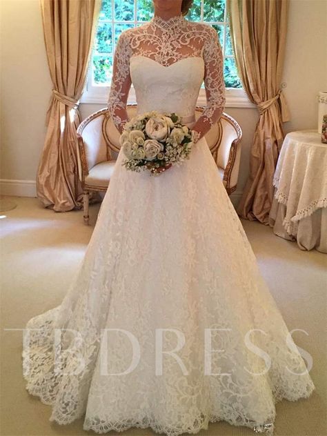 High Neck Long Sleeves Lace Backless Wedding Dress Long Sleeve Wedding Dress, Sleeve Wedding Dress, A Wedding Dress, Long Sleeve Wedding, Dresses Lace, Gown Wedding, Wedding Dress Ideas, Dress Ideas, Wedding Gown