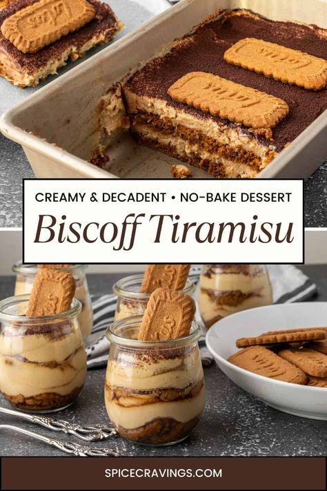 Biscoff Tiramisu is a warm-spiced twist on a classic Italian tiramisu recipe, layered with coffee-soaked Biscoff cookies and rich cookie-butter flavored mascarpone cream. Italian Food Recipes Pasta, Biscoff Tiramisu, Food Recipes Pasta, Italian Desert, Italian Tiramisu, Biscoff Recipes, Sweets Ideas, Tiramisu Dessert, Biscoff Cookies