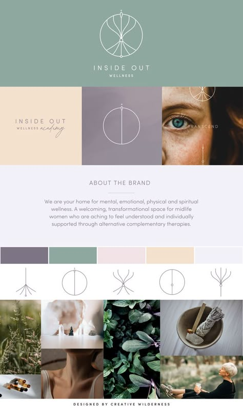 Wellness Spa Brand Board by Creative Wilderness Therapy Website Design, Healing Logo, Trendy Logo Design, Spiritual Logo, Holistic Therapy, Wellness Branding, Spa Branding, High Cholesterol Levels, Yoga Branding