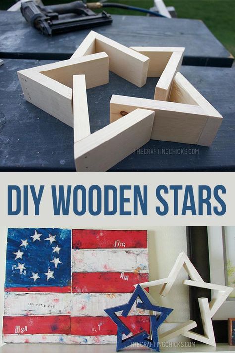 Diy Wooden Star, Year Round Decor, 4th July Crafts, Cool Wood Projects, Small Woodworking Projects, Wood Stars, Wood Shop Projects, Patriotic Crafts, Scrap Wood Projects