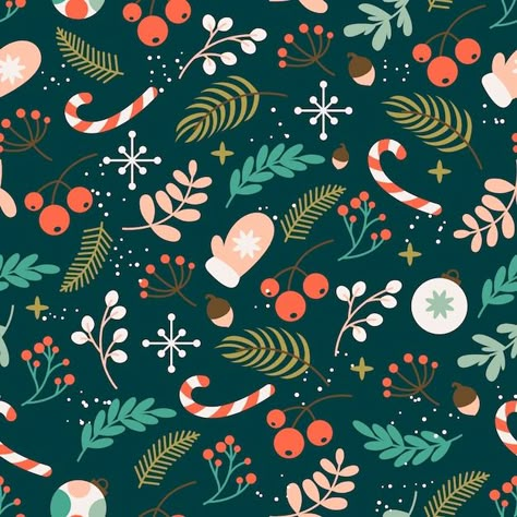 Flat christmas pattern design | Free Vector #Freepik #freevector #christmas-flat #christmas #noel-background #nativity Christmas Patterns Aesthetic, Christmas Surface Pattern Design, Noel Background, Gingerbread City, Christmas Pattern Illustration, Christmas Pattern Background, Xmas Illustration, Christmas Pattern Design, Christmas Leaves