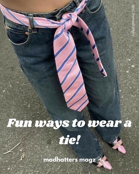 Ties aleays surprise💋 . . . . Tie outfits ootd ties colourful ties style magazine fashion pinterest girl it girl . . . #tie #tieoftheday #tieoutfit #pinterestgirl #pinterestoutfit #styleinspo #styleinspiration #ootd #fashion . . . . Madhatters magz #5 Tie As Belt Outfit, Tie Belt Outfit, Neck Tie Outfits For Women, Women Ties Outfit, Tie Outfits For Women, Outfits With Ties For Women, Tie As A Belt, Necktie Outfits For Women, Outfits With Ties