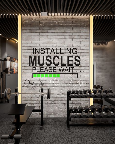 Gym Home Ideas, Gym Decorating Ideas, Gym Decor Ideas, Fitness Design Gym, Gym Ideas Home, Gym At Home Ideas, Commercial Gym Design, Gym Architecture, Mini Gym At Home Ideas