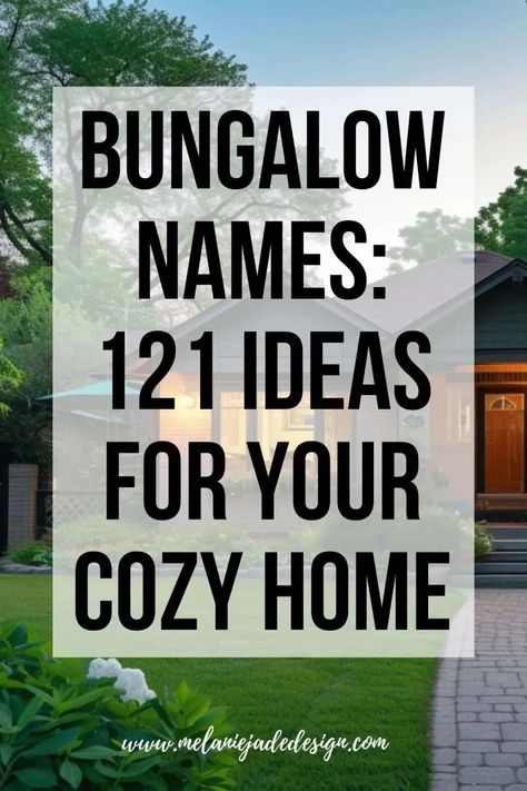 Transform your bungalow into a haven with a name that reflects its cozy charm! 🏡 Discover 121 unique ideas to personalize your home sweet home in my latest blog. From quaint classics to whimsical wonders, find the perfect name to make your bungalow truly yours. #HomeSweetHome #BungalowLiving #CozyHome Bungalow Backyard Ideas, Bungalow With Addition, Small Bungalow Front Porch Ideas, Decorating A Bungalow Style Home, 1920 Craftsman Bungalow Exterior Colors, 1920s California Bungalow Interior, 1930 Bungalow Renovation, Traditional Bungalow Exterior, Raised Bungalow Entrance