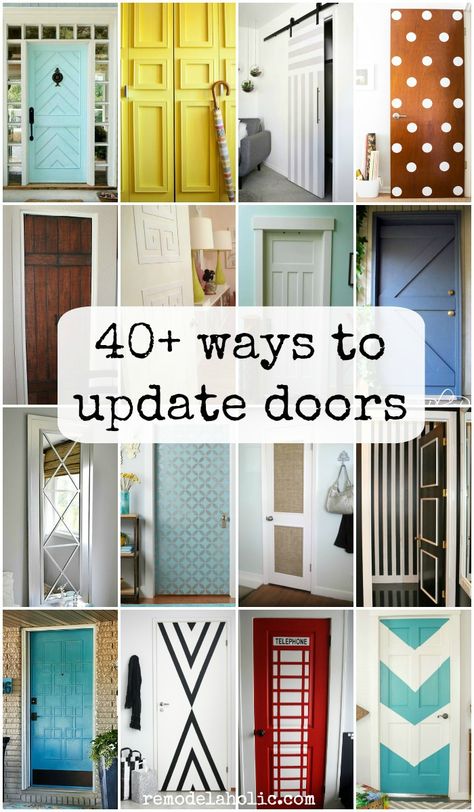 Lots of ways to update flat panel/hollow core, bifold, and outdated doors @Remodelaholic Craftsman Door Casing, Bifold Door Makeover, Update Doors, Bifold Doors Makeover, Door Makeover Diy, Craftsman Door, Bifold Door, Hollow Core Doors, Door Casing