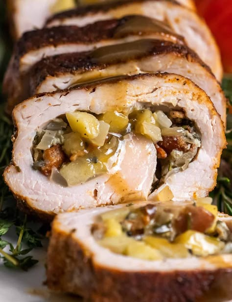 Loin Roast Recipes, Loin Recipes, Boneless Pork Loin Roast, Stuffed Pork Loin, Apple Pork Tenderloin, Pork Loin Roast Recipes, Rice Stuffing, Turkey Tenderloin, Recipe Pork