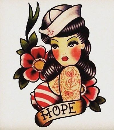 Sailor Look Pin Up girl tattoo Old School Sleeve, Pin Up Girl Tattoo, Arte Pin Up, Rockabilly Art, Sailor Jerry Tattoos, Pin Up Drawings, Girls With Sleeve Tattoos, Kunst Tattoos, Tattoos Pictures