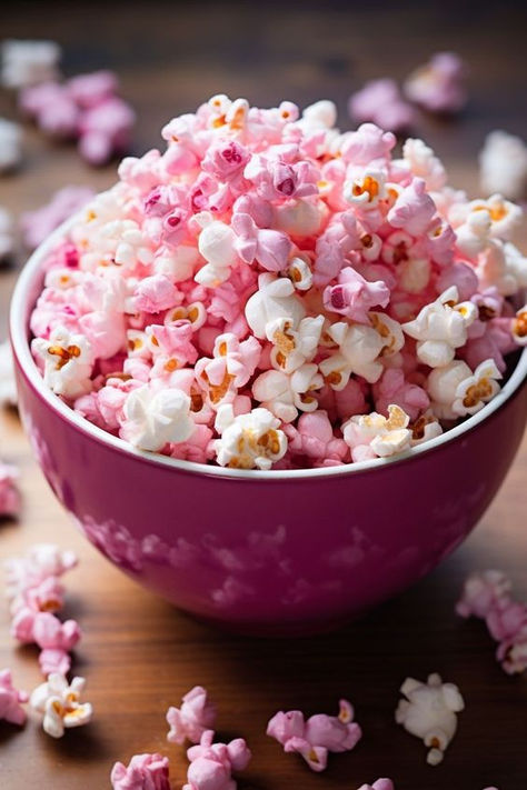 Creative Snack Ideas, Vanellope Y Ralph, Pink Popcorn, Colorful Desserts, Pink Food, Pop Popcorn, Pink Foods, Cute Desserts, Everything Pink