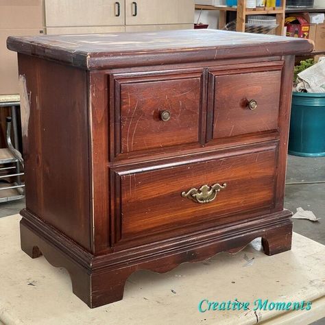 80's Nightstand is Now 2021 | Hometalk Rooms With Painted Furniture, Redo Nightstand Diy Ideas, How To Refinish Nightstand, Refinish Nightstand Diy, 80s Furniture Bedroom, Refurbish Nightstand Ideas, Repurpose Nightstand Ideas, Refinishing Nightstand Ideas, Cherry Wood Furniture Makeover