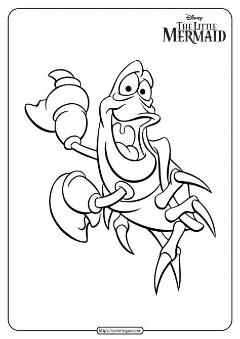 Free Printable Sebastian Coloring Pages 3 The Little Mermaid Coloring Pages, Little Mermaid Coloring Pages, Little Mermaid Party Ideas, Free Disney Coloring Pages, Ariel Coloring Pages, Disney Colouring, Unicorn And Fairies, Mermaid Party Ideas, Little Mermaid Party