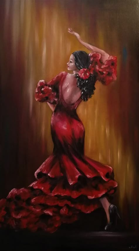 Spanish Paintings, Dancing Pictures, Dance Artwork, Dance Painting, Dance Wall Art, Alevel Art, Women Dancing, Dancer Painting, Spanish Dancer