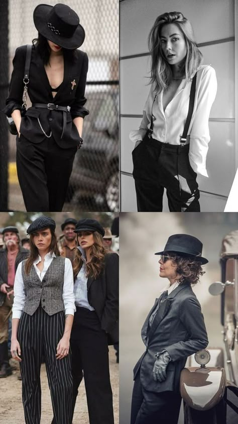 Womens Peaky Blinders Outfits, Speakeasy Bartender Outfit, Peaky Blinder Inspired Outfit Women, Peaky Blinder Women Outfit, Prohibition Womens Fashion, 1920 Mobster Women, Prohibition Outfit Woman, Pinky Blinders Outfit, Speakeasy Fashion Women