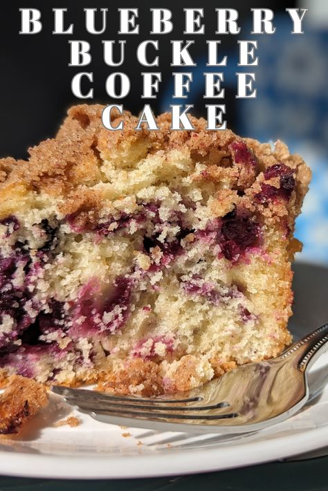 Plump blueberries dance with flavor in delicious Blueberry Buckle Coffee Cake--that is topped with an amazing buttery cinnamon sugar crumble! Blueberry Coffee Cake 9x13 Pan, Blueberry Buckle Coffee Cake, Blueberry Crumble Cake, Blueberry Buckle, Blueberry Coffee Cake, Crumble Cake, Blueberry Crumble, Crumb Topping, Streusel Topping