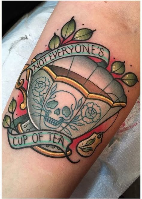 Not everyone's cup of tea tattoo skull teacup SOURCE: Jawtattoos on instagram My Chemical Romance Tattoo Black Parade, Emo Lyric Tattoos, Black Parade Tattoo, Mcr Tattoo Ideas, Pop Punk Tattoo, Emo Tattoo Ideas, Cup Of Tea Tattoo, My Chemical Romance Tattoo, Mcr Tattoo