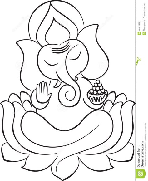 Ganesha Line Art, Vinayagar Drawing, Lotus Line Art, Arte Ganesha, Ganesha Drawing, Buddha Art Drawing, Polynesian Tattoos, Line Art Vector, Lippan Art