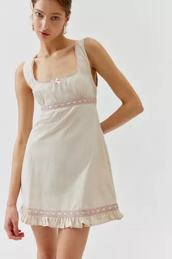 Dresses | Mini, Midi + Maxi Dresses | Urban Outfitters Lace Trim Mini Dress, Bandeau Dress, Grad Dresses, Urban Dresses, Midi Maxi Dress, Sweet Dress, Ivory Lace, Babydoll Dress, Lace Tops