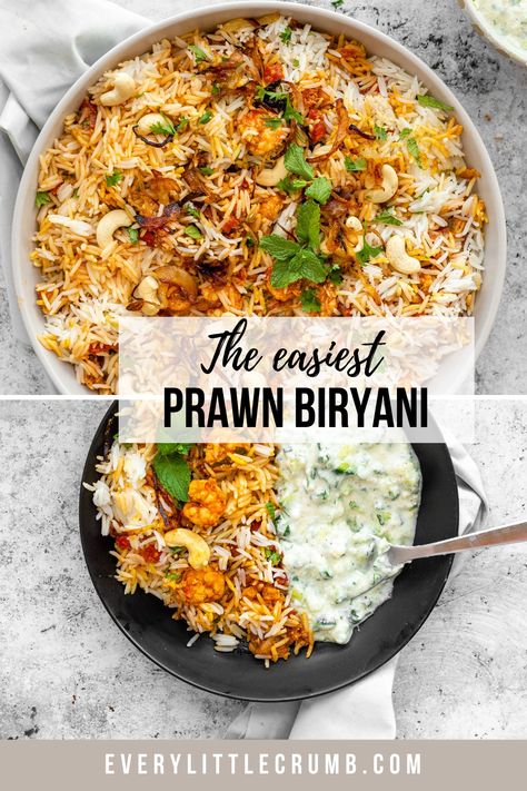 Shrimp Biryani, Prawn Biryani Recipes, Chicken Tikka Biryani, Prawn Biryani, Easy Biryani, Prawn Dishes, Biryani Recipes, Shrimp Kabobs, Pescatarian Diet