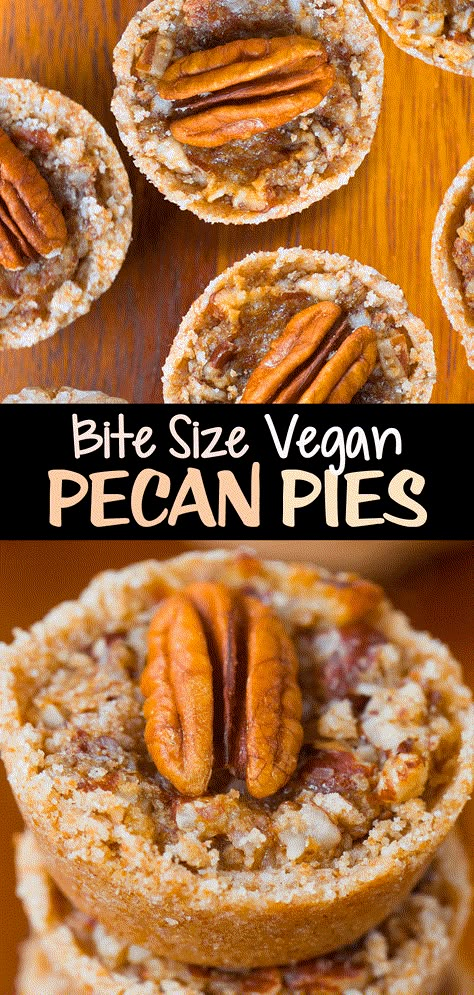 Bite Size Pecan Pies Bite Size Pecan Pie, Daycare Treats, Vegan Fall Dessert, Mini Pecan Pie, Pecan Tassies, Pecan Bites, Flakey Pie Crust, Vegan Pecan Pie, Sweet Potato Pudding