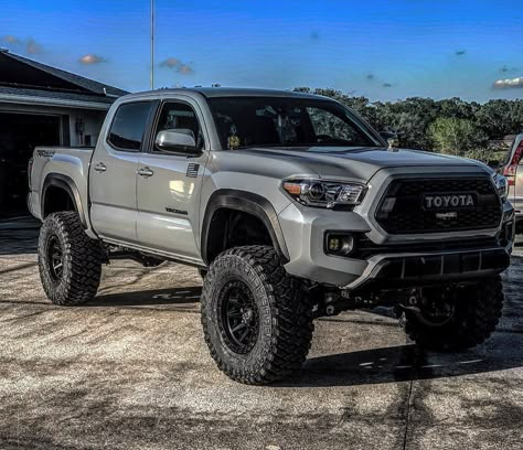 Cool Toyota Tacoma, Tacoma Truck Lifted, Toyota Tacoma Wheels, Tacoma Truck Mods, Grey Tacoma, 4x4 Trucks Toyota, Trd Pro Tacoma, Custom Toyota Tacoma, Lifted Tacoma